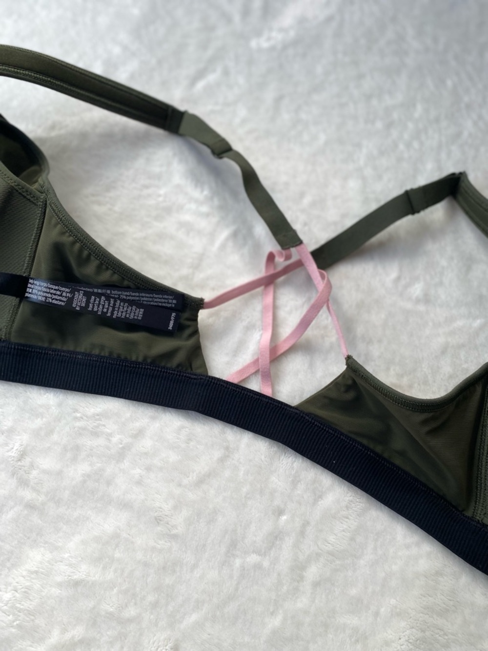 Victoria Sport Knockout Front-Zip High Impact Sports Bra Olive Green 34DD - Picture 6 of 9